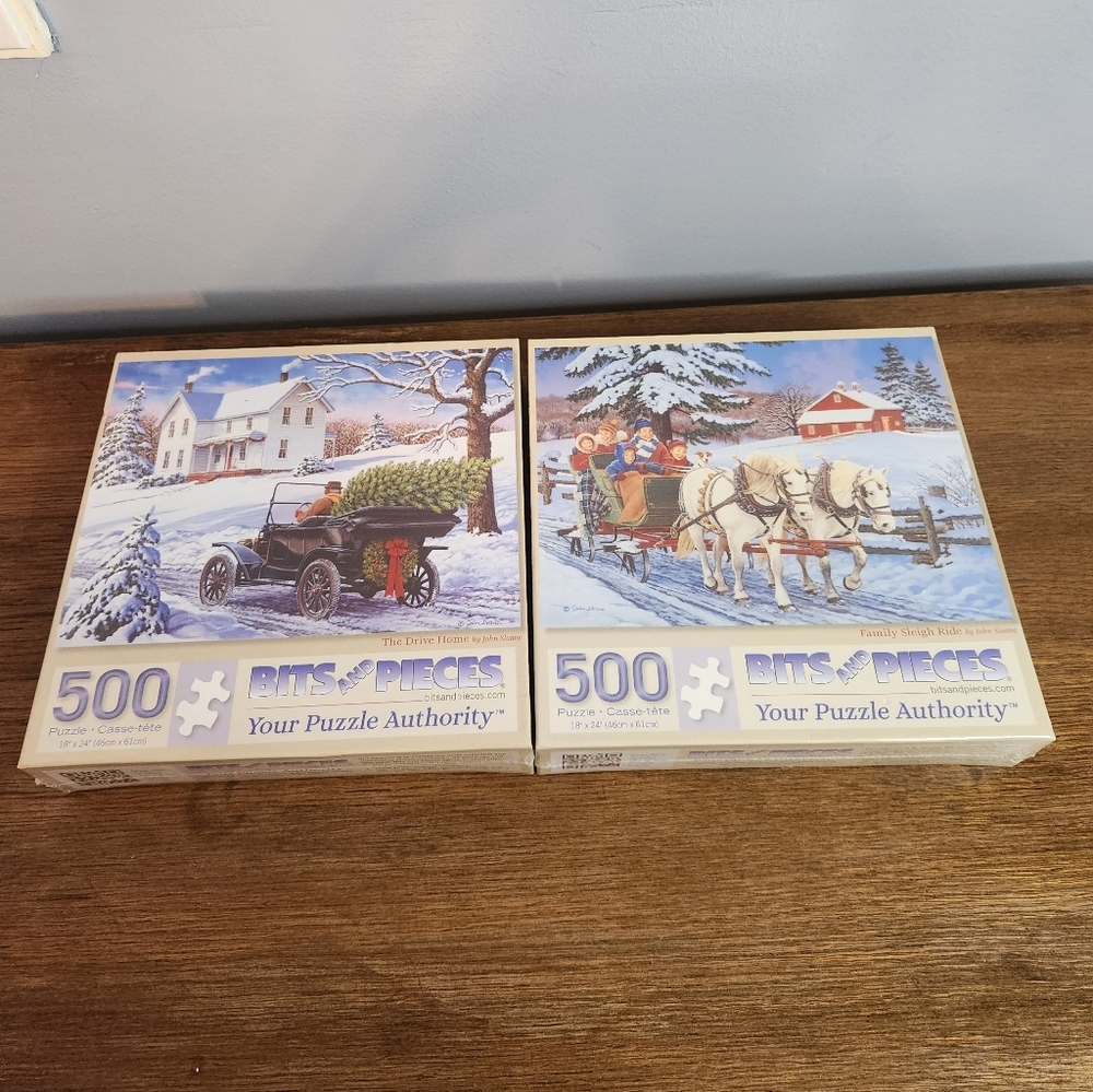 Bits and Pieces 500 Piece Winter Puzzle Set Sealed By John Sloane